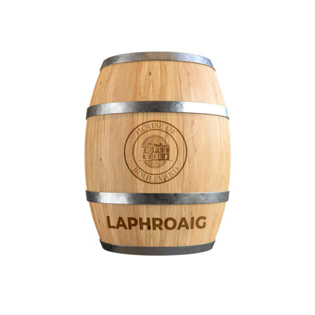 House of Boulevard Laphroaig whisky cask representing Islay single malt matured in hogshead cask with intense peat and coastal character